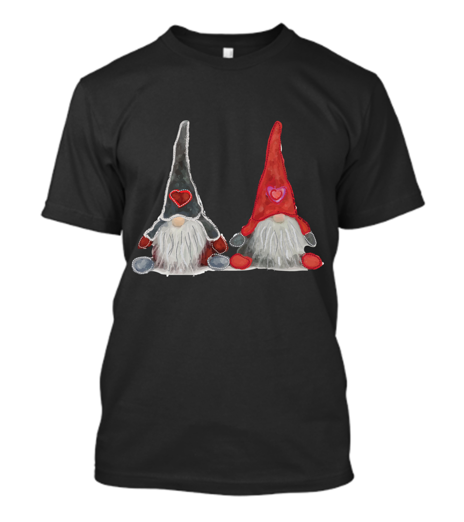Watercolor Christmas Gnomes With Hearts T-Shirt