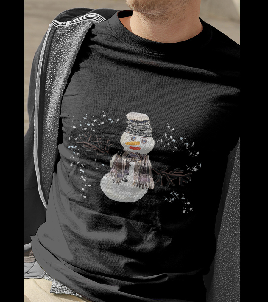 Watercolor Christmas Snowman With Hat And Scarf T-Shirt