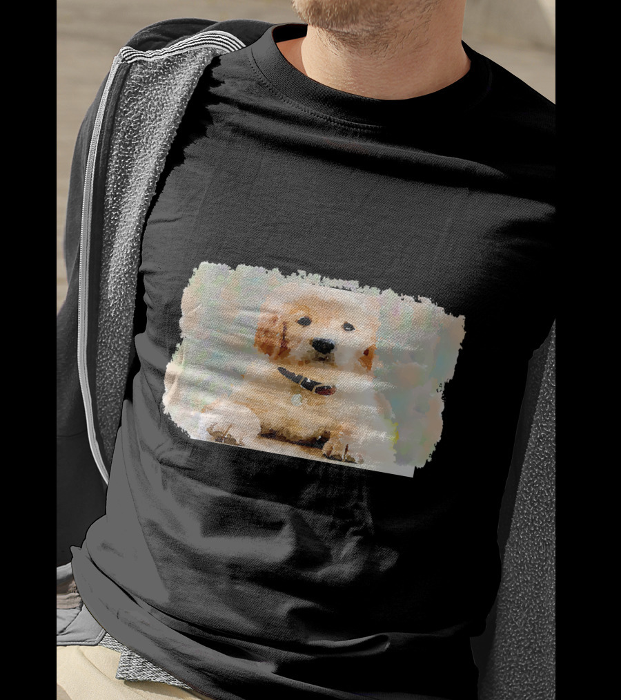 Watercolor Puppy Dog Golden Retriever Pastel Abstract T-Shirt