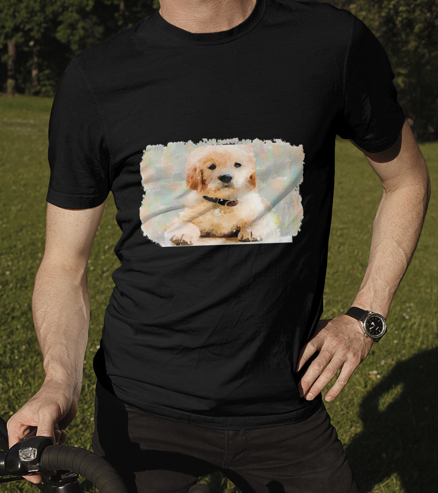 Watercolor Puppy Dog Golden Retriever Pastel Abstract T-Shirt