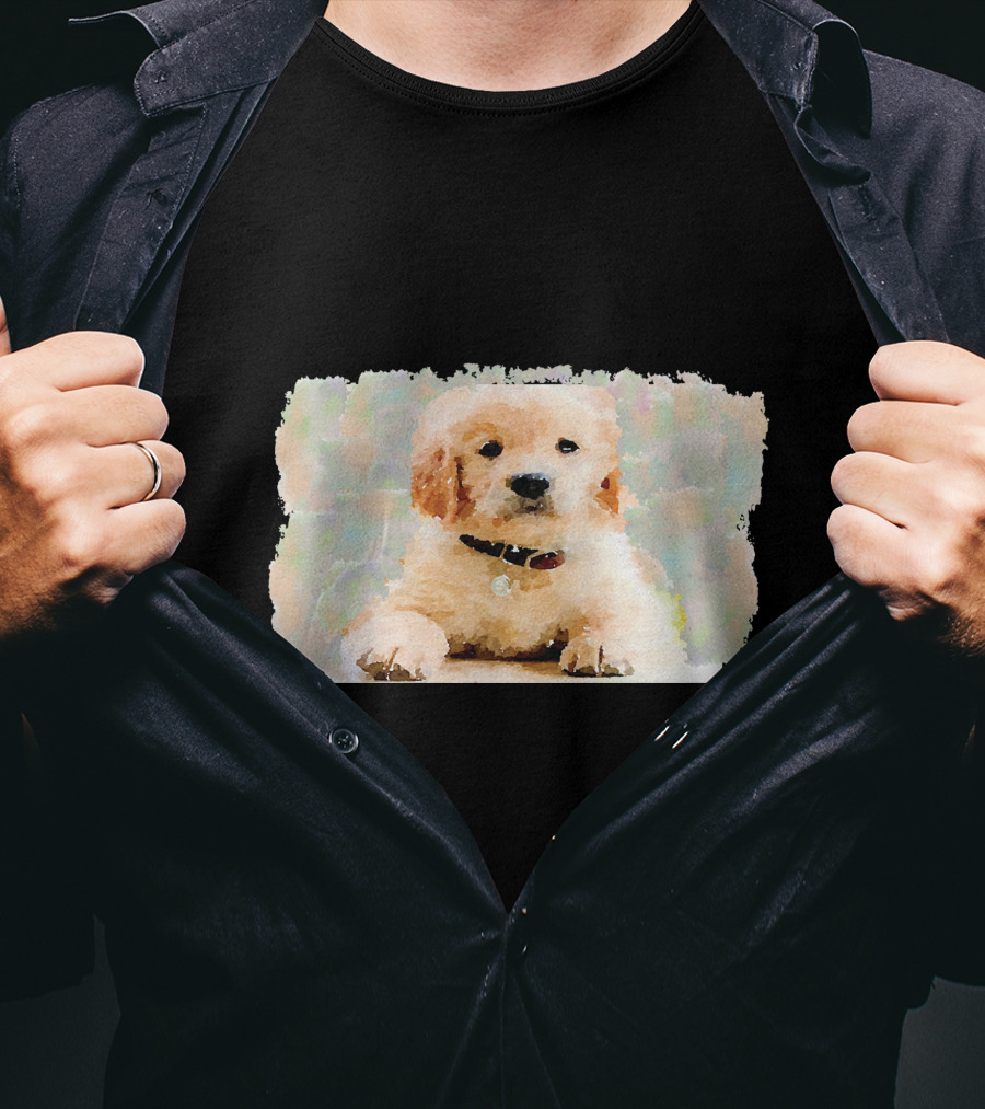Watercolor Puppy Dog Golden Retriever Pastel Abstract T-Shirt