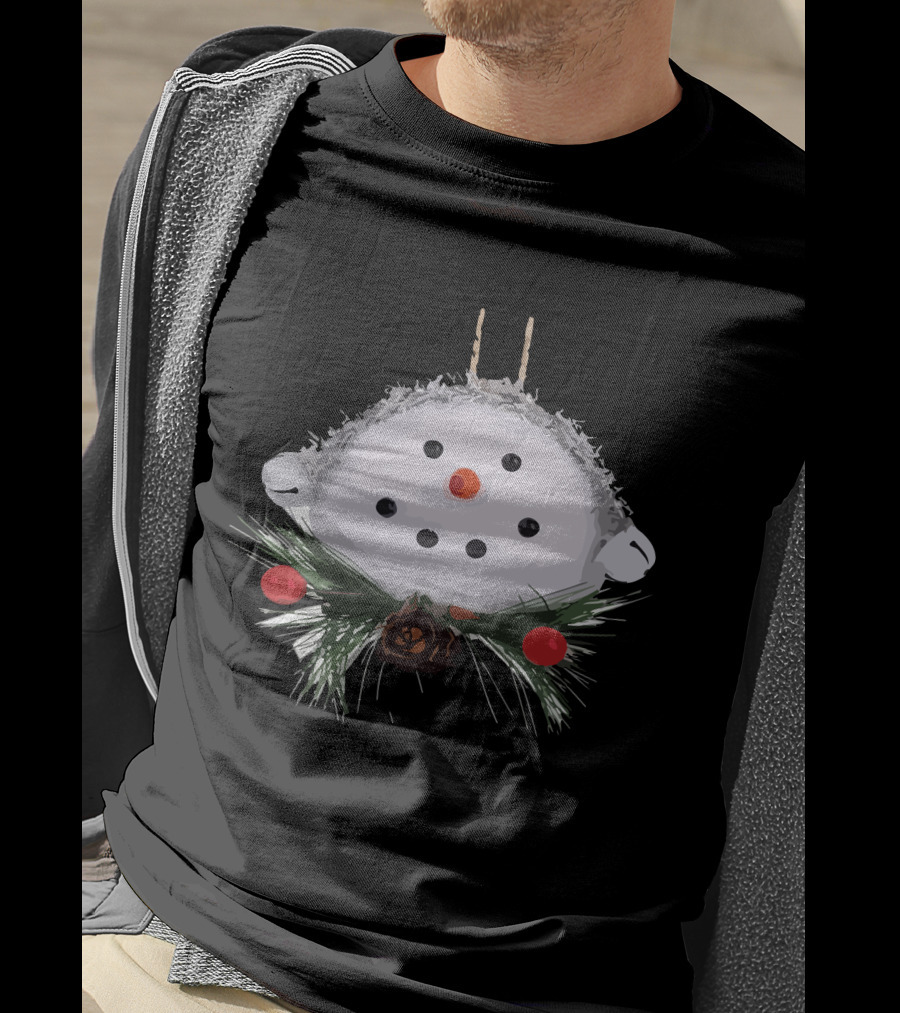 Christmas Snowman Ball Ornament With Pinecones And Berries T-Shirt