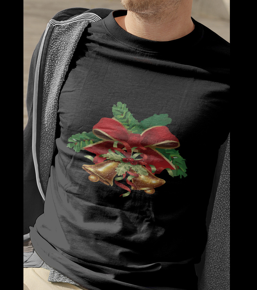 Christmas Bells Holly Ribbon Garland T-Shirt