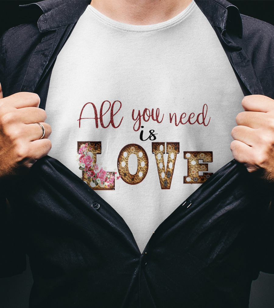All You Need Is Love Floral Marquee Lights T-Shirt