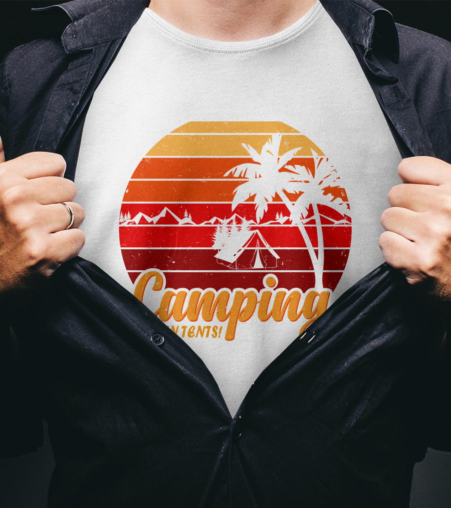 Camping It's In Tents Palm Trees Sunset Mountains T-Shirt