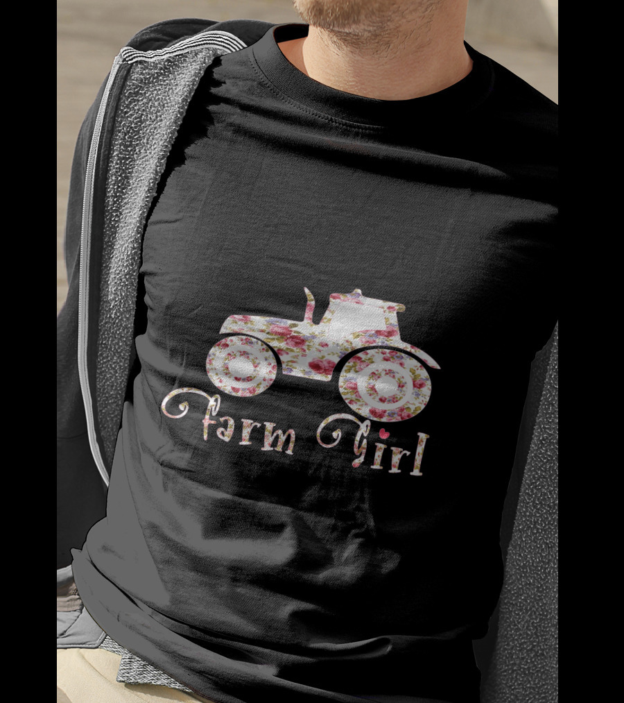 Farm Girl Floral Tractor T-Shirt