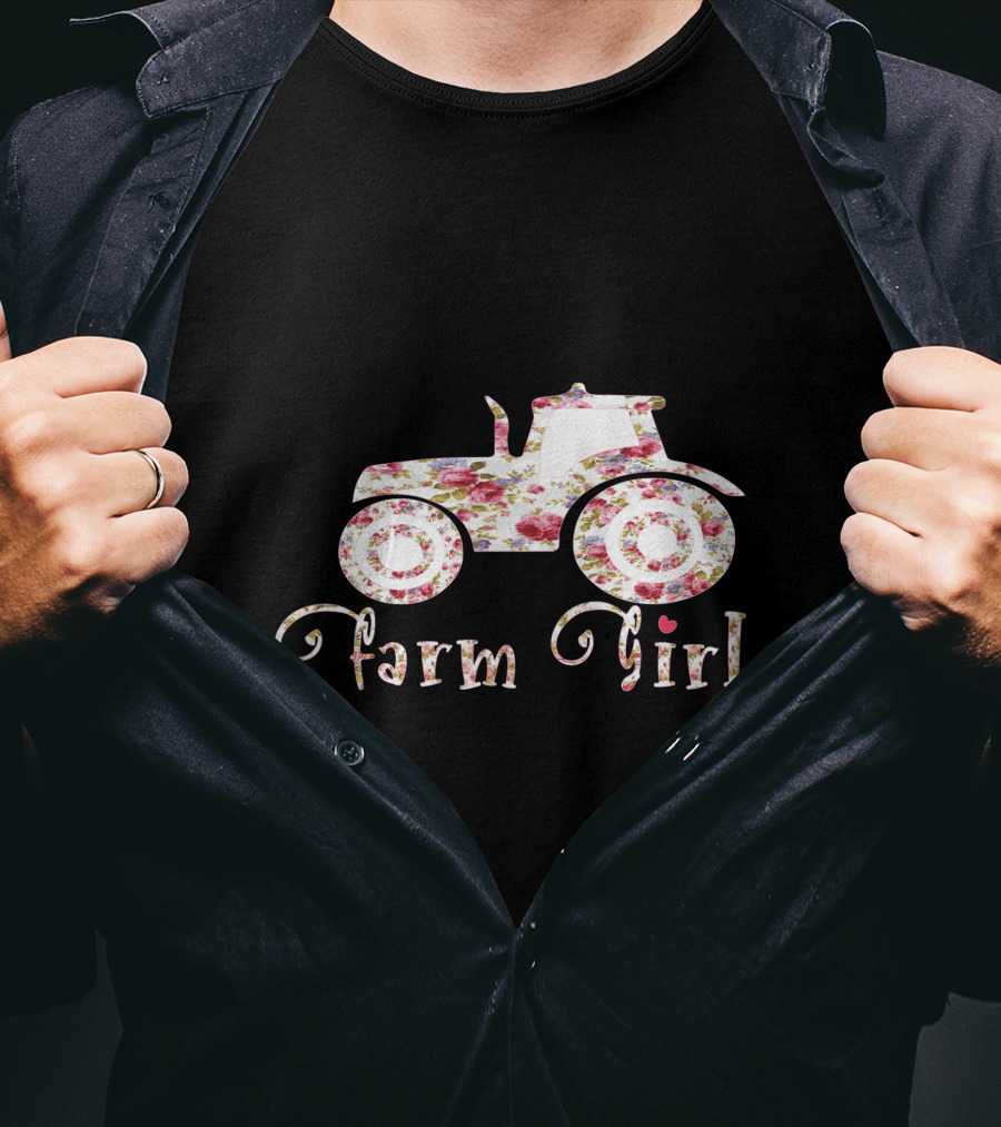 Farm Girl Floral Tractor T-Shirt