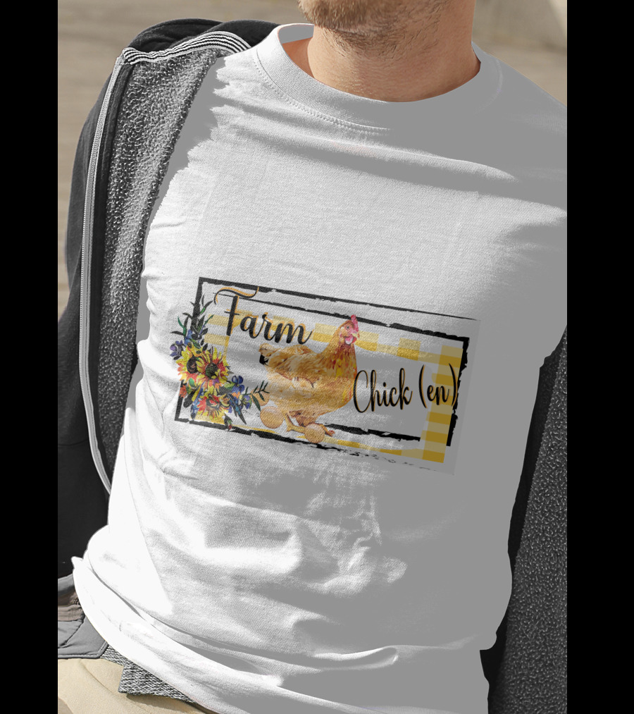 Farm Chicken Sunflower Fall Thanksgiving T-Shirt