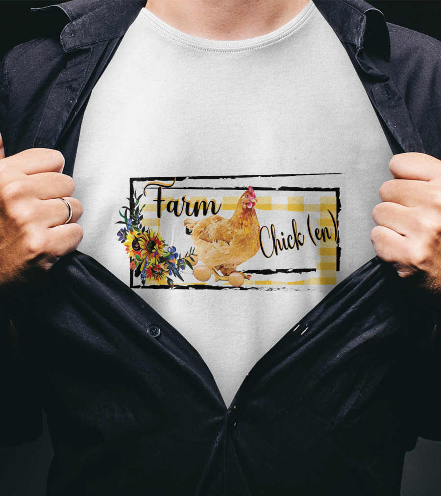 Farm Chicken Sunflower Fall Thanksgiving T-Shirt