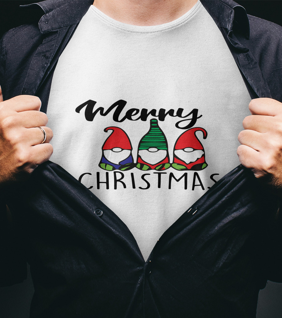 Merry Christmas Gnomes Festive Holiday T-Shirt