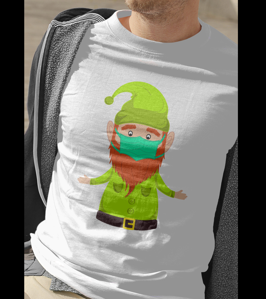Gnome With Green Hat Wearing Face Mask T-Shirt