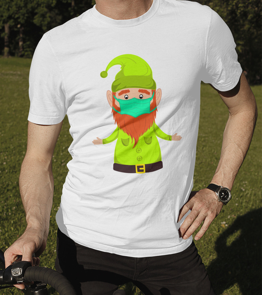 Gnome With Green Hat Wearing Face Mask T-Shirt