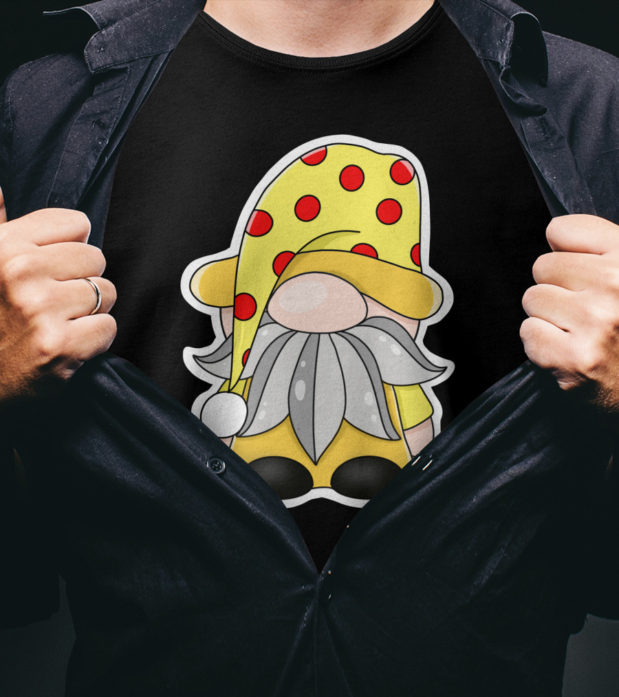 Funny Gnomes Yellow Red Polka Dot Hat T-Shirt