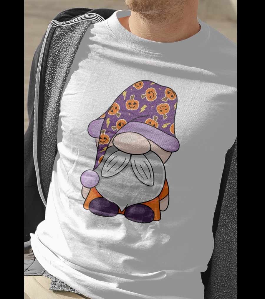 Fantastic Gnome Halloween Pumpkin Pattern Hat And Costume T-Shirt