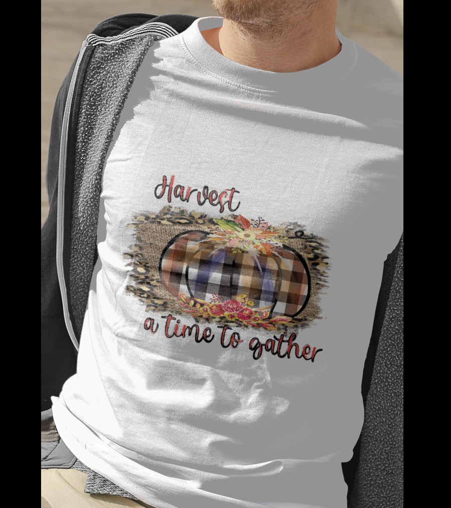Harvest A Time To Gather Plaid Pumpkin Floral Arrangement T-Shirt