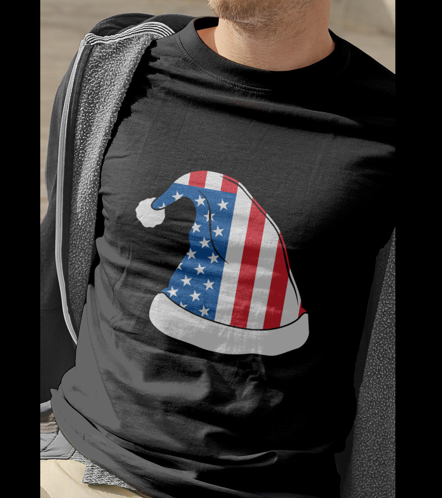 USA Flag Santa Hat Christmas Hat T-Shirt