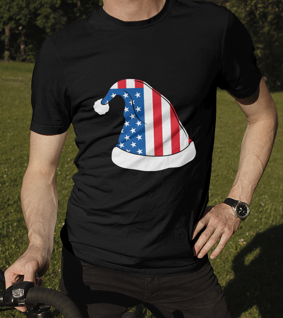 USA Flag Santa Hat Christmas Hat T-Shirt