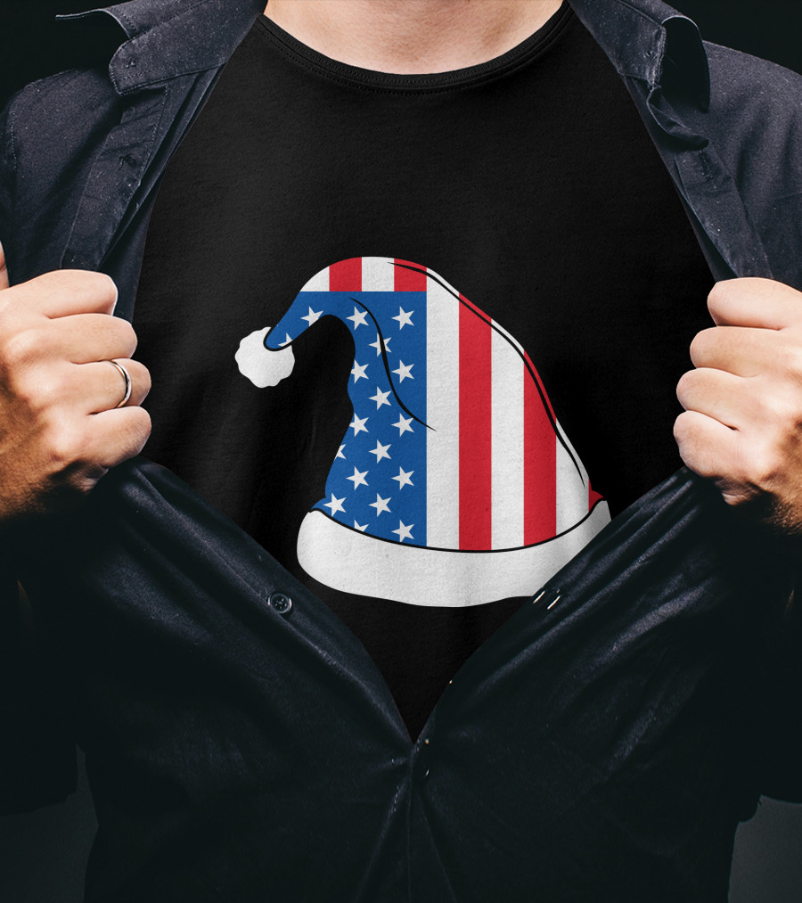 USA Flag Santa Hat Christmas Hat T-Shirt