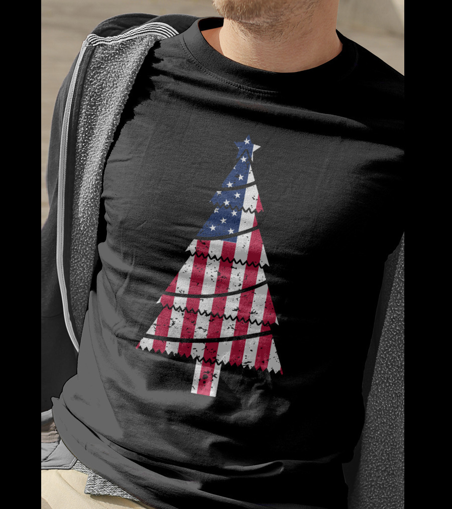 USA Flag Christmas Tree T-Shirt