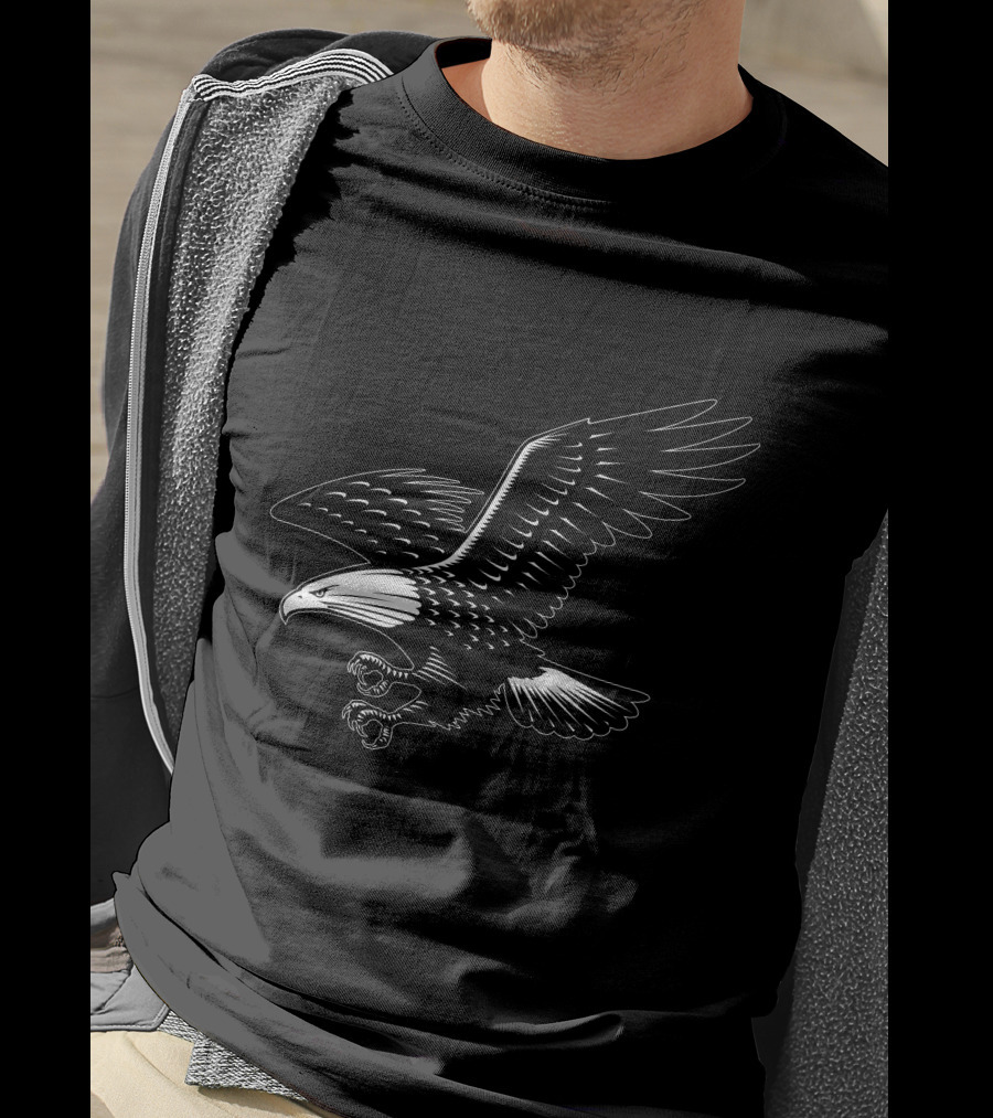 Eagle Outline Majestic Soaring Bird T-Shirt