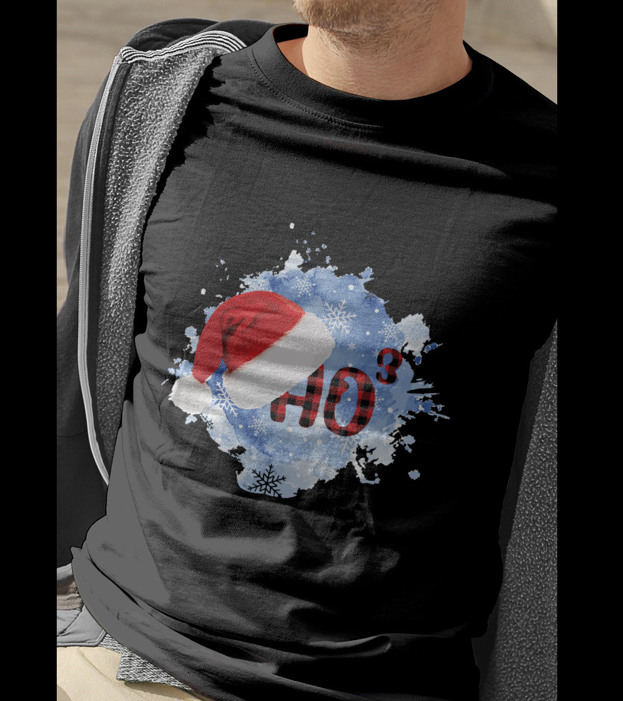 HO HO HO Santa Hat Buffalo Plaid With Snowflakes Christmas T-Shirt