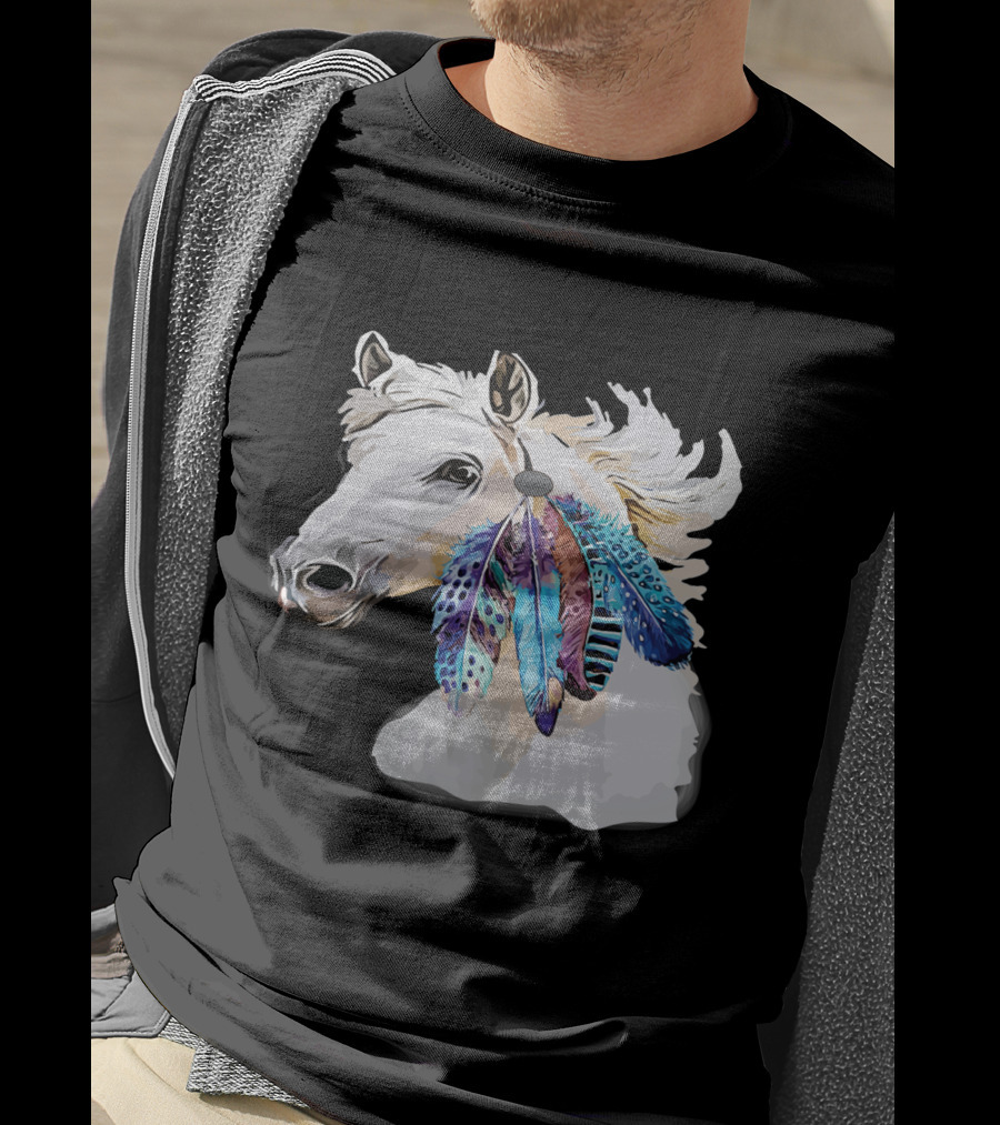 Horse Boho Feathers Vibrant Mane T-Shirt