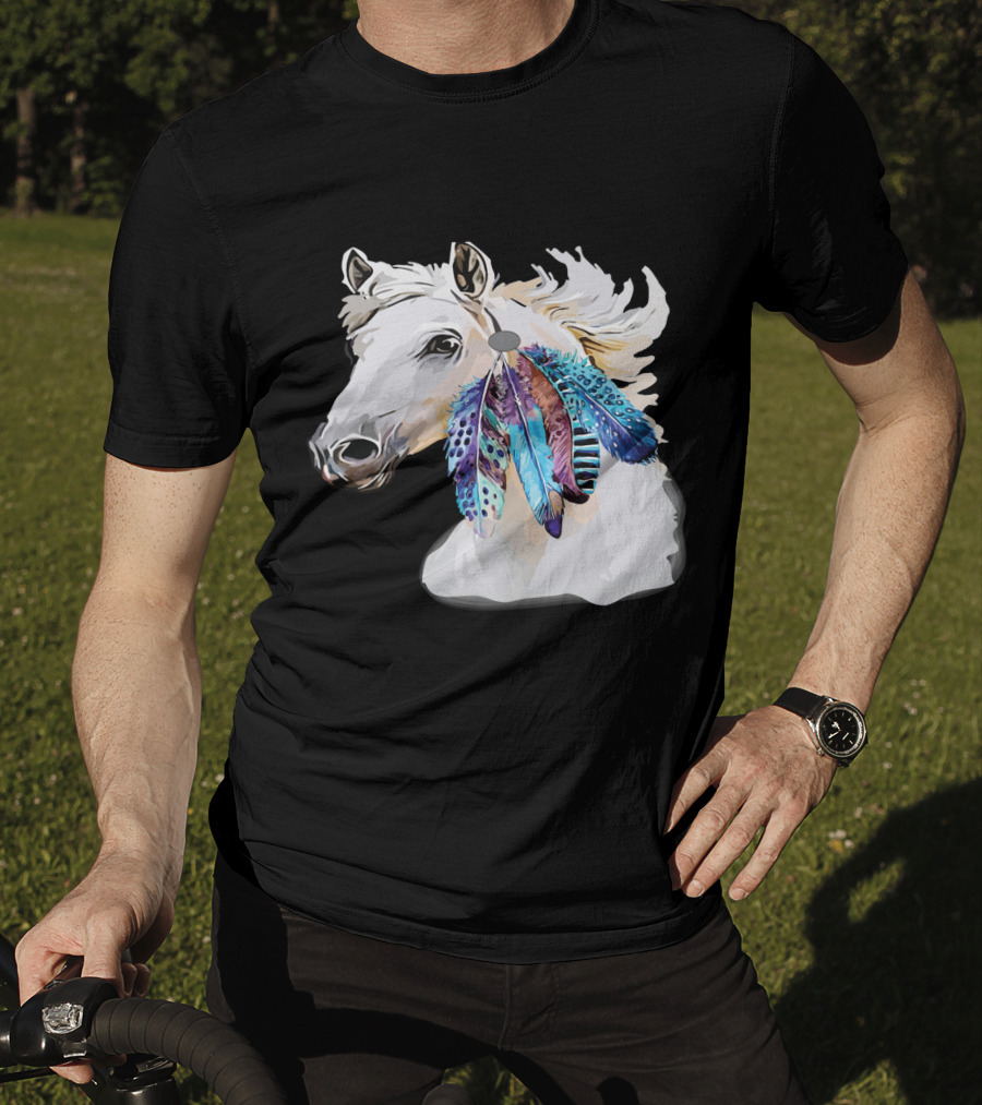 Horse Boho Feathers Vibrant Mane T-Shirt