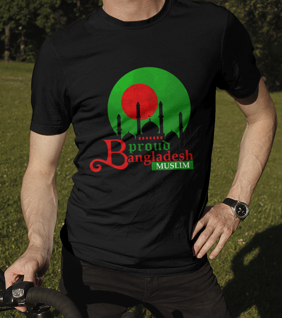 Proud Bangladesh Muslim Mosque Silhouette Flag T-Shirt