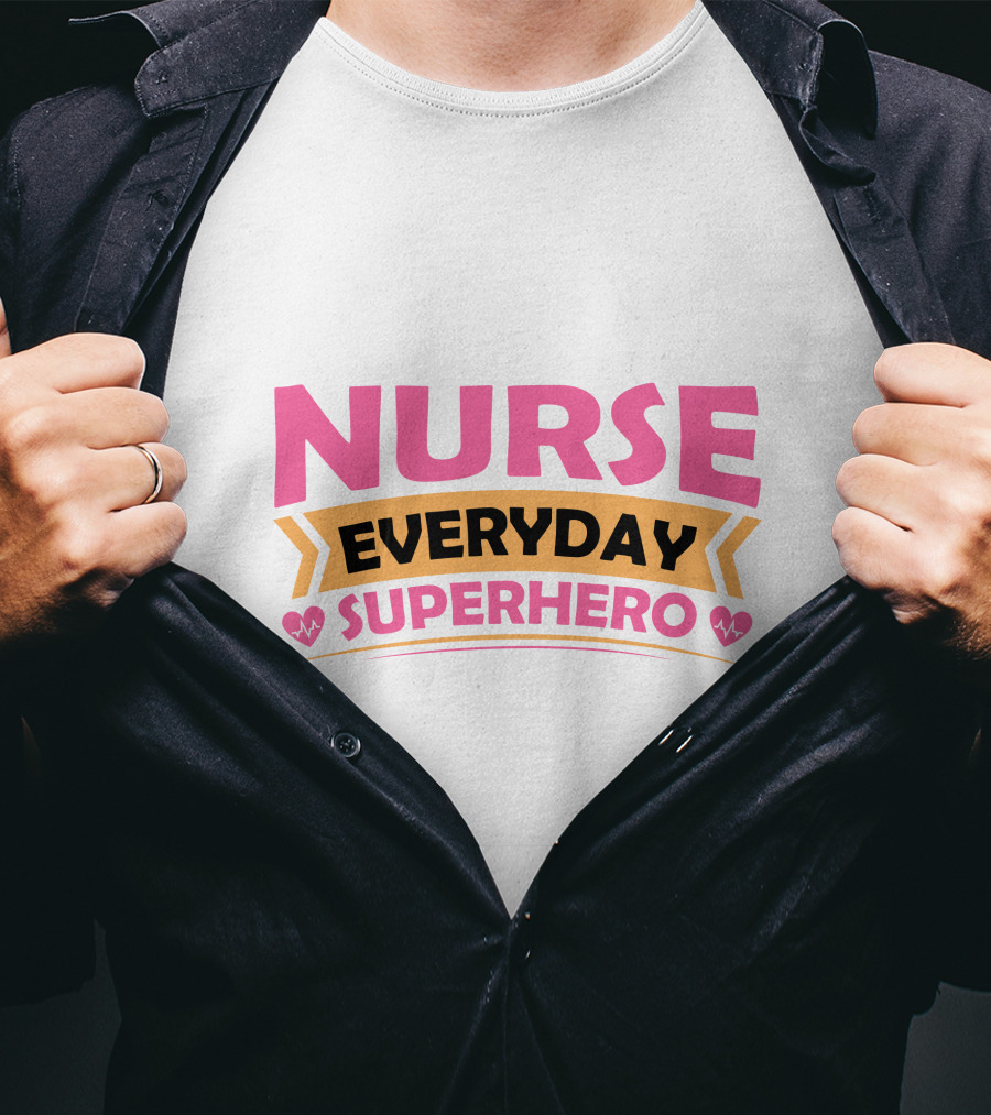 Nurse Everyday Superhero Heartbeat Icons T-Shirt
