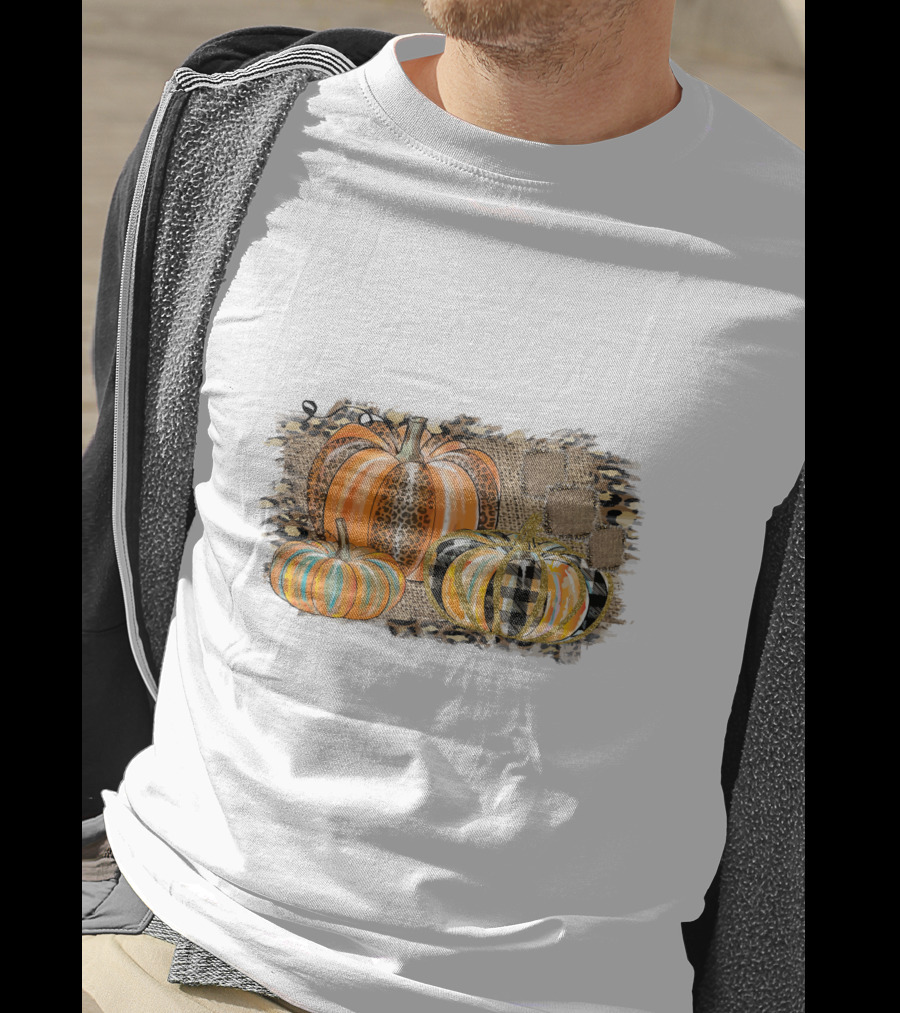 Leopard And Plaid Pumpkins Thanksgiving T-Shirt