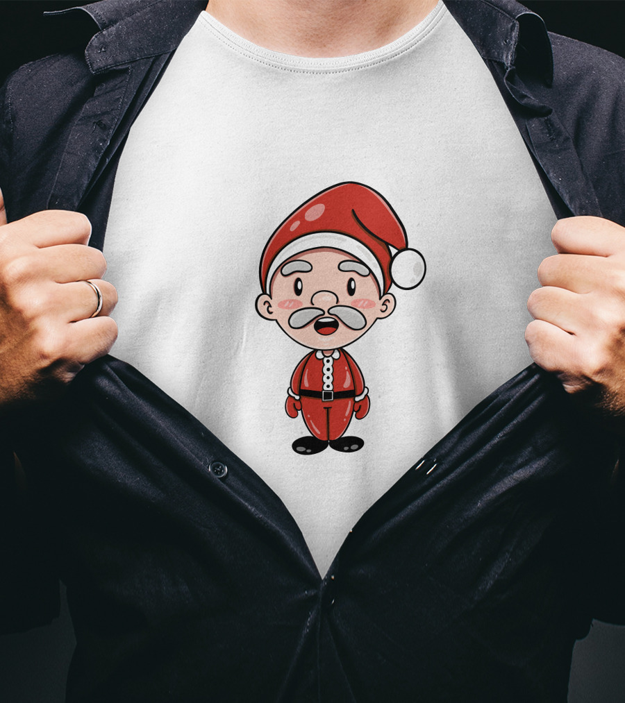 Santa Claus Chipi Cartoon Festive Character In Red Suit T-Shirt
