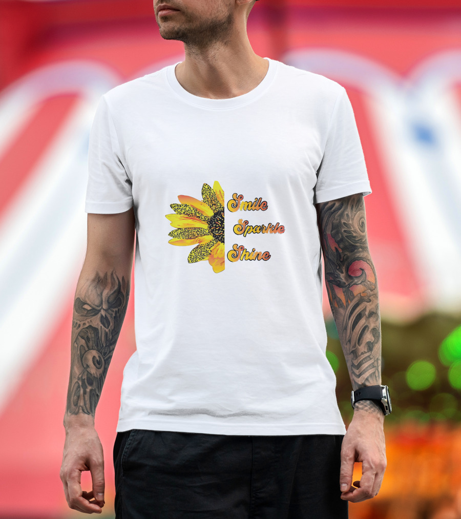 Smile Sparkle Shine Sunflower Blossom Burst T-Shirt