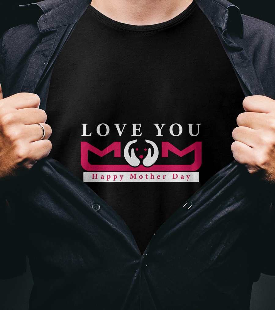 Love You Mom Heart Hands Happy Mother Day T-Shirt