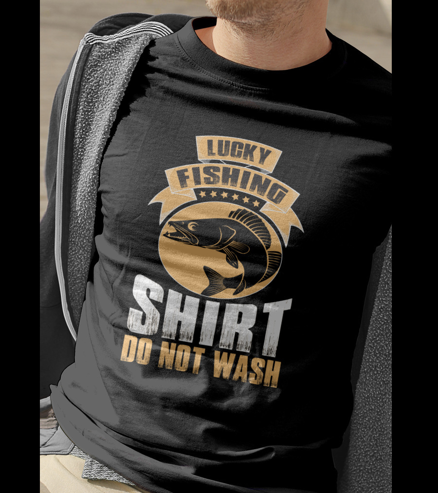 Lucky Fishing Shirt Do Not Wash Fish Emblem T-Shirt