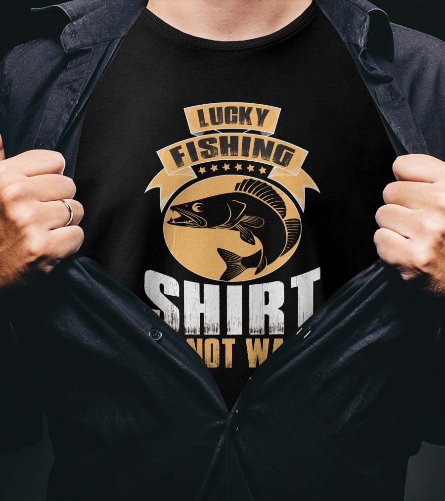 Lucky Fishing Shirt Do Not Wash Fish Emblem T-Shirt