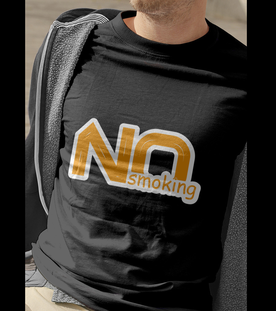 NO Smoking Style Bold Orange Text T-Shirt
