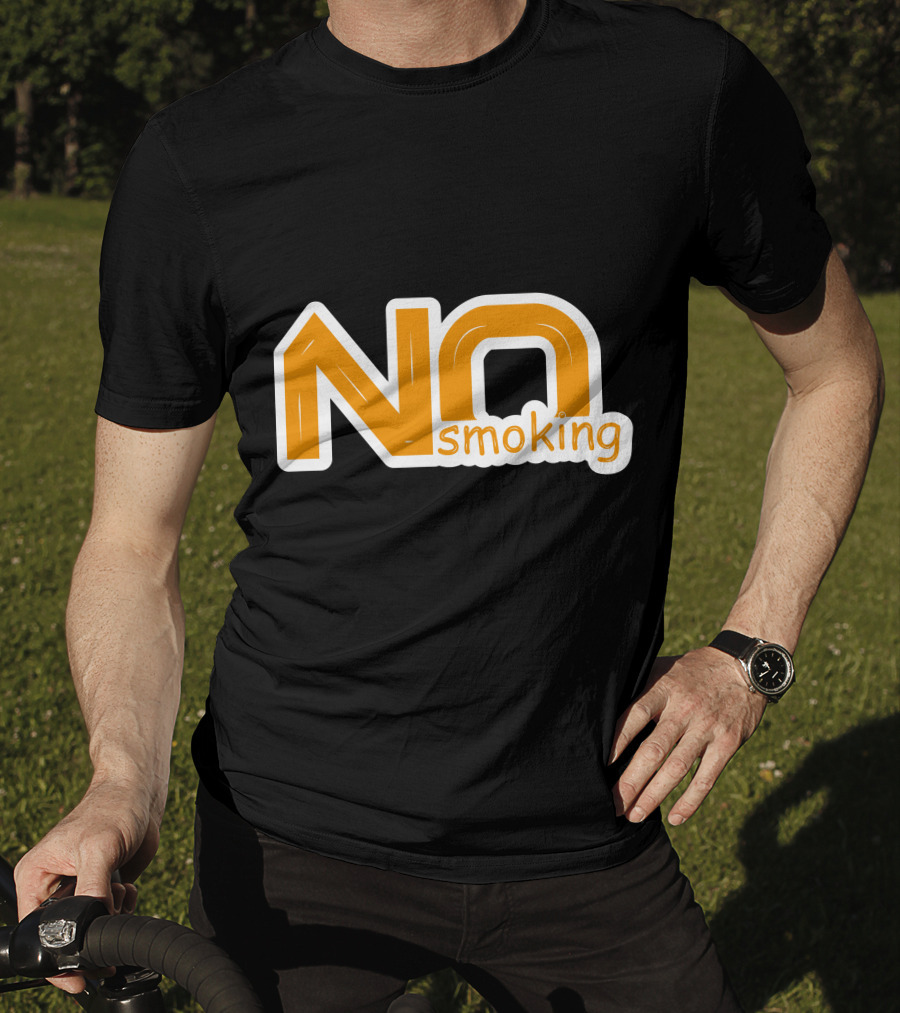 NO Smoking Style Bold Orange Text T-Shirt