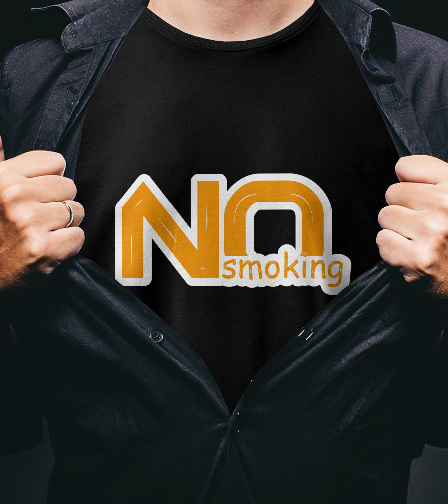 NO Smoking Style Bold Orange Text T-Shirt