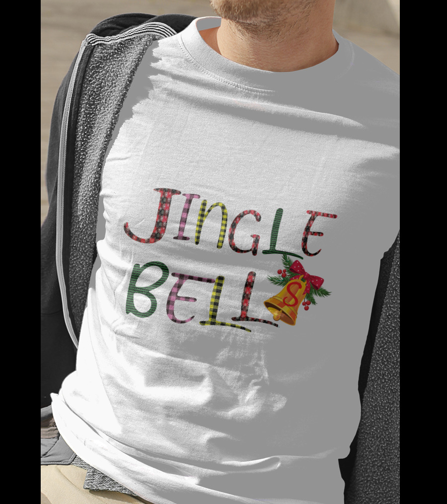 Jingle Bell Holiday Pattern With Festive Bow And Holly T-Shirt