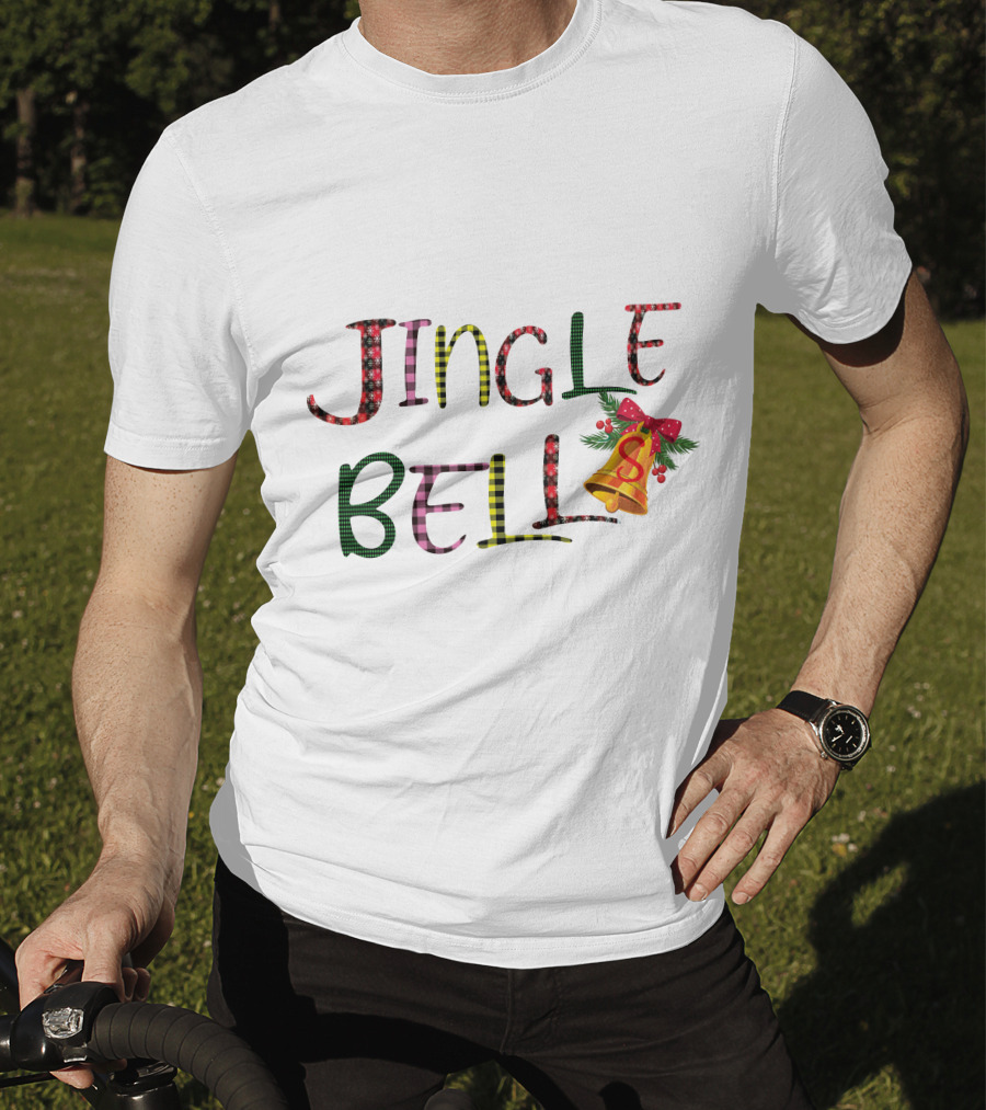 Jingle Bell Holiday Pattern With Festive Bow And Holly T-Shirt