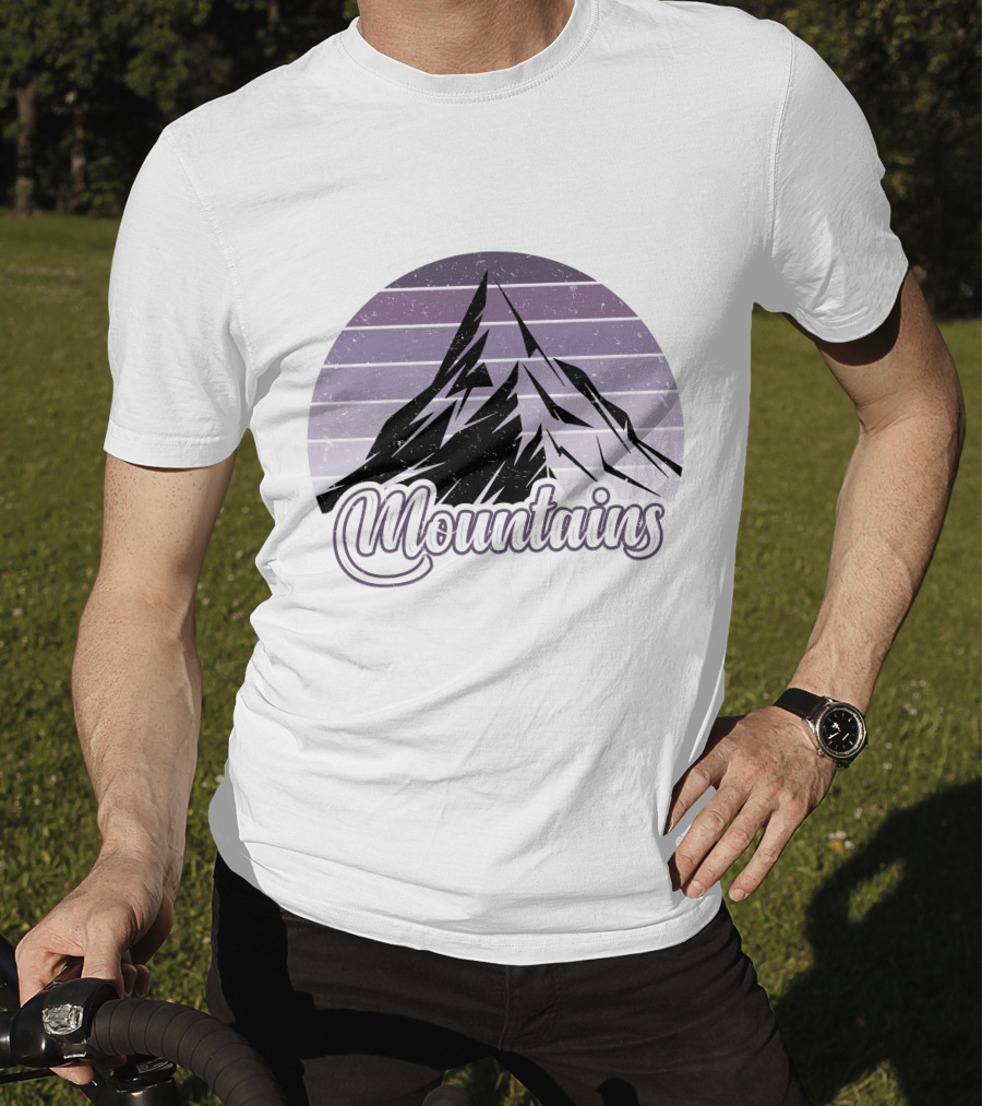 Mountains Vintage Retro Sunset Camping T-Shirt