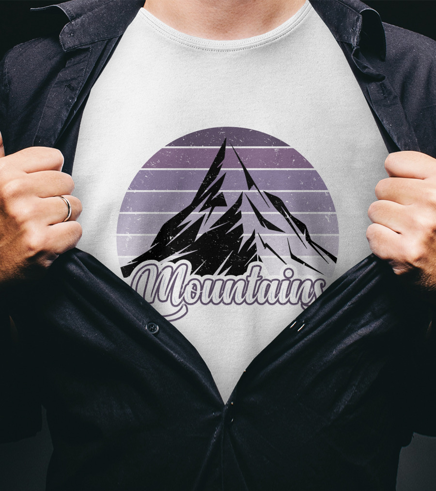 Mountains Vintage Retro Sunset Camping T-Shirt