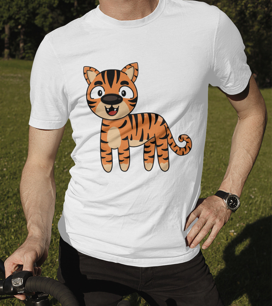 Adorable Striped Cartoon Baby Tiger T-Shirt