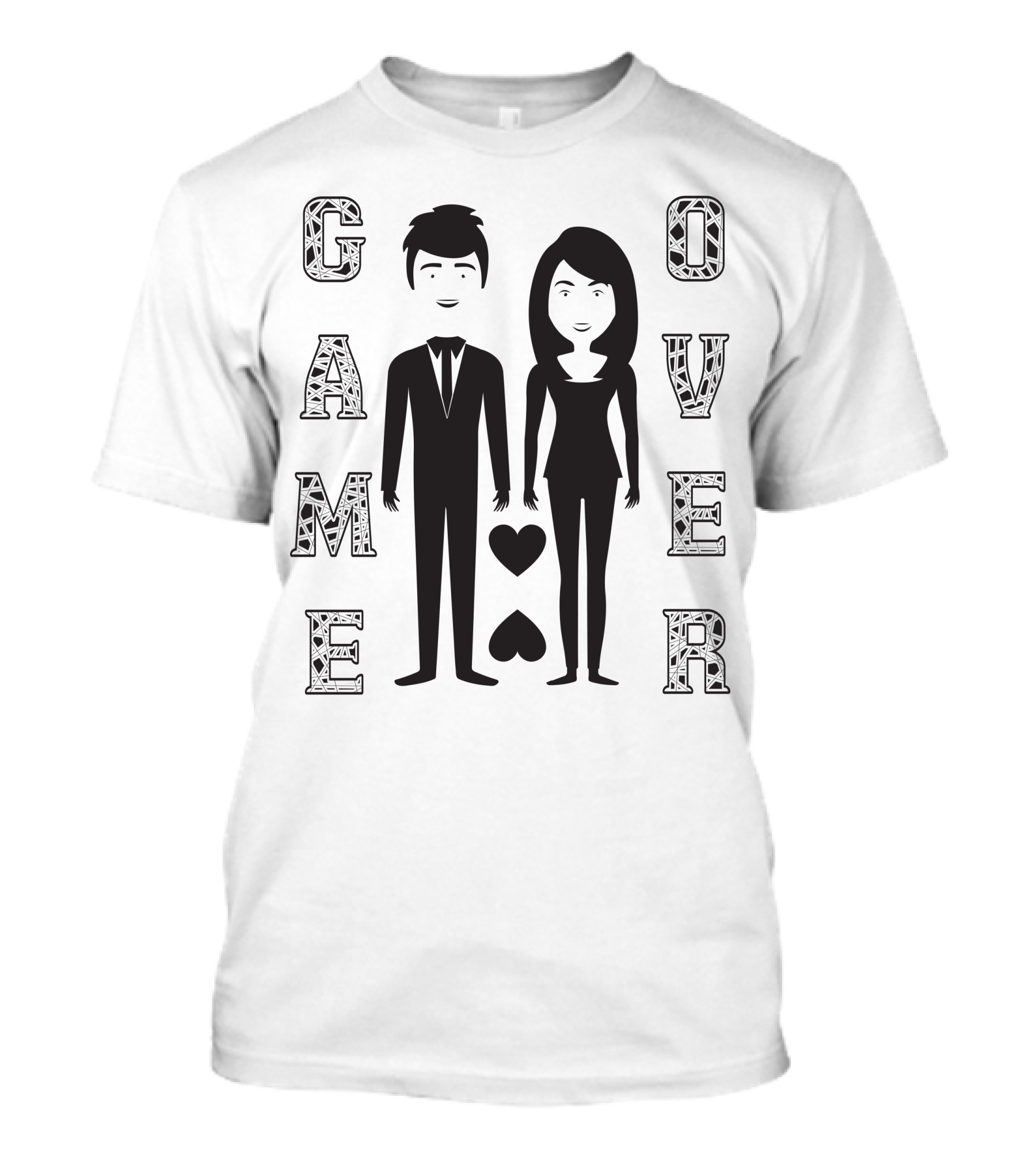 Game Over Wedding Bride And Groom With Hearts T-Shirt