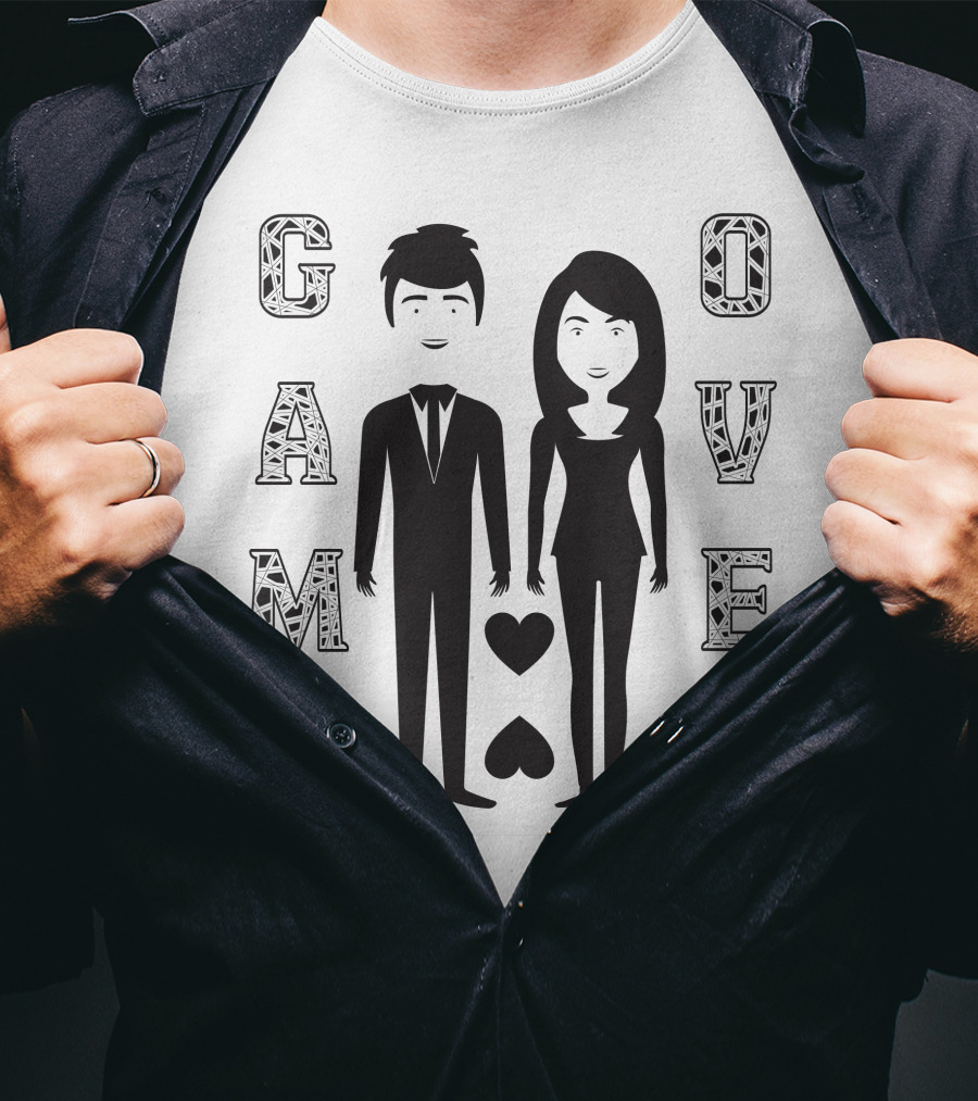 Game Over Wedding Bride And Groom With Hearts T-Shirt