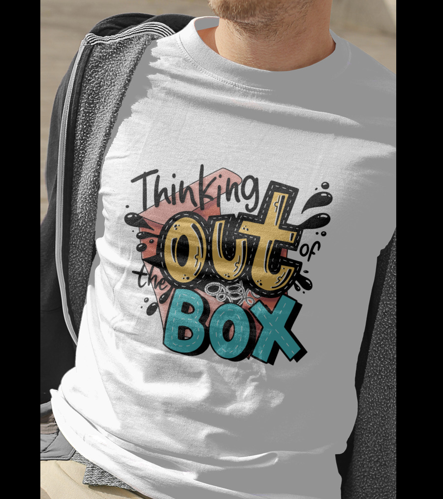 Thinking Out Of The Box Creative Typography T-Shirt