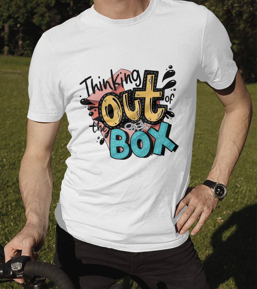 Thinking Out Of The Box Creative Typography T-Shirt