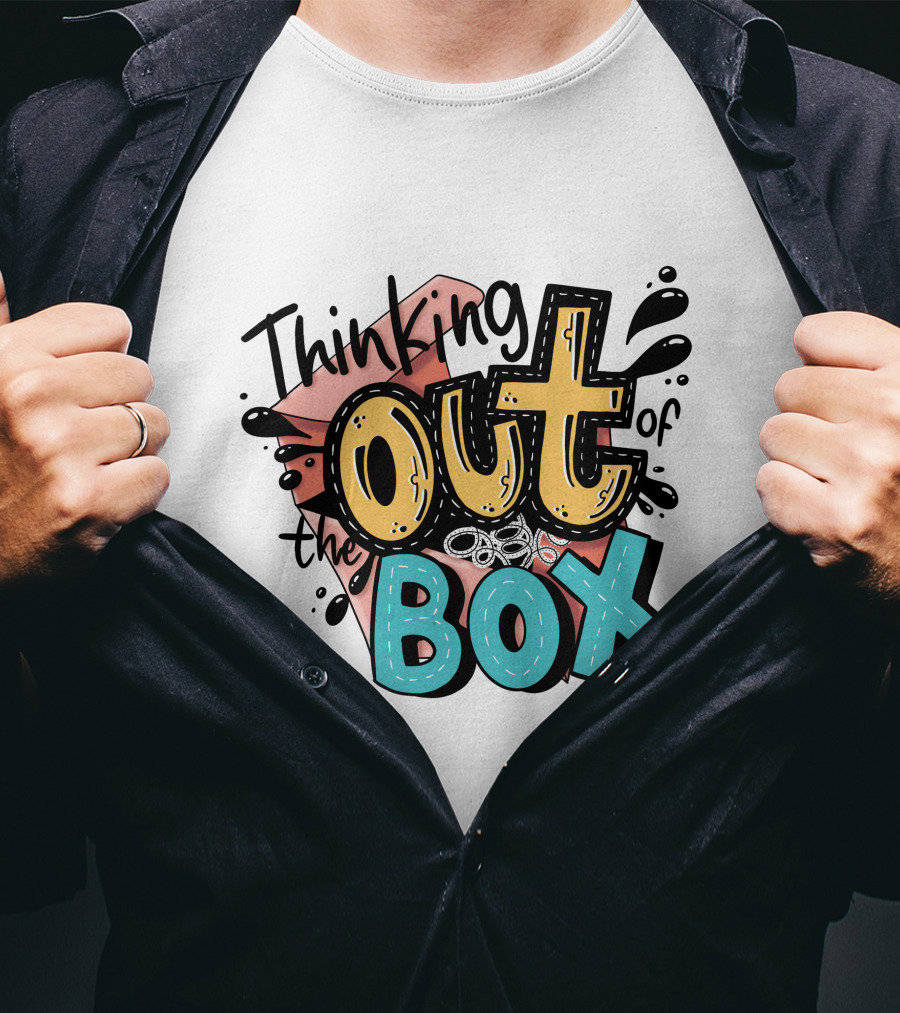 Thinking Out Of The Box Creative Typography T-Shirt