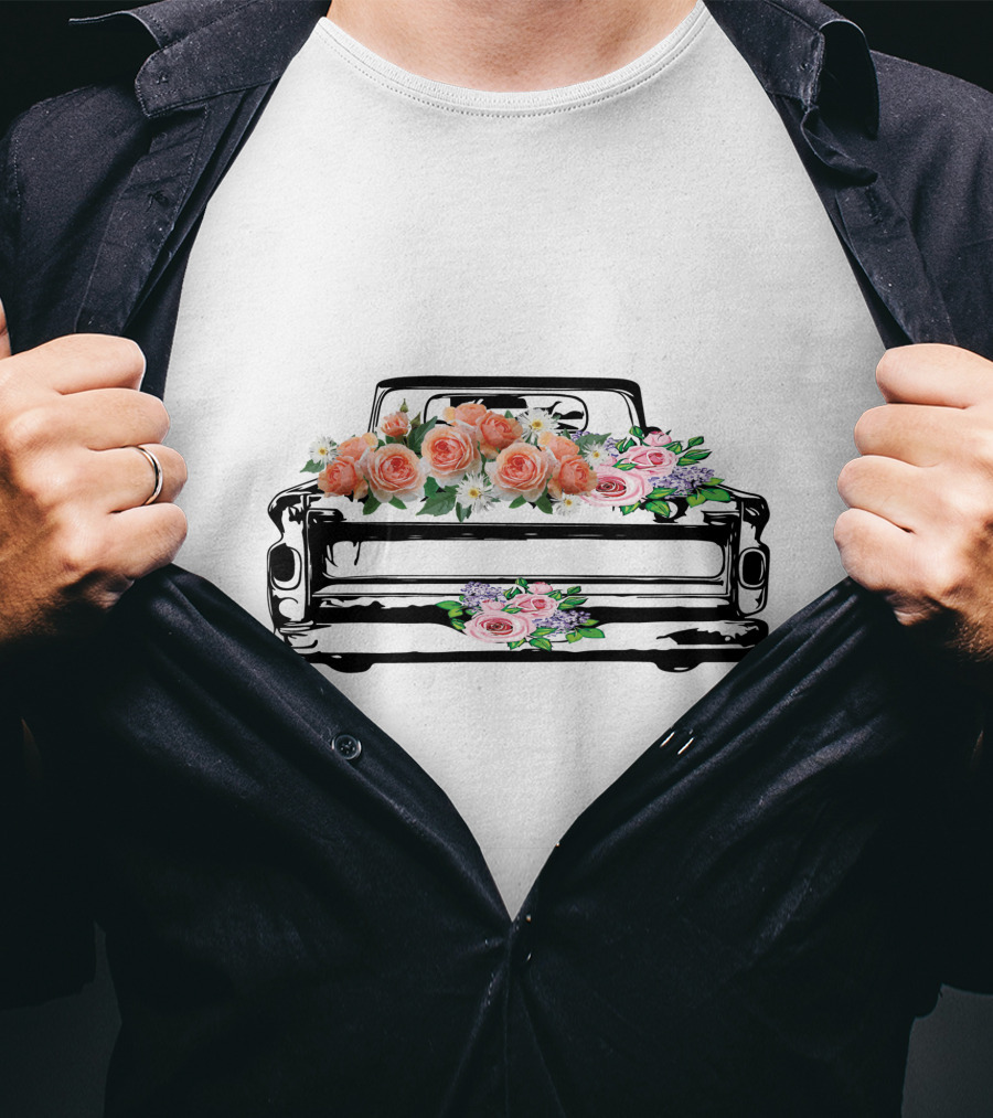 Vintage Truck Floral Arrangement T-Shirt