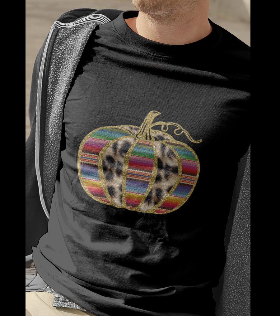 Leopard Serape Pattern Pumpkin T-Shirt